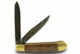 Pocket Knife with Fossil Dinosaur Bone Inlays & Base #370785-4